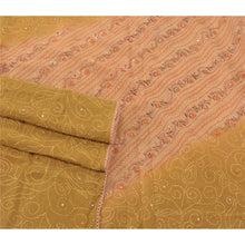 Load image into Gallery viewer, Sanskriti Vintage Green Sarees Blend Georgette Hand Beaded Kantha Sari Fabric
