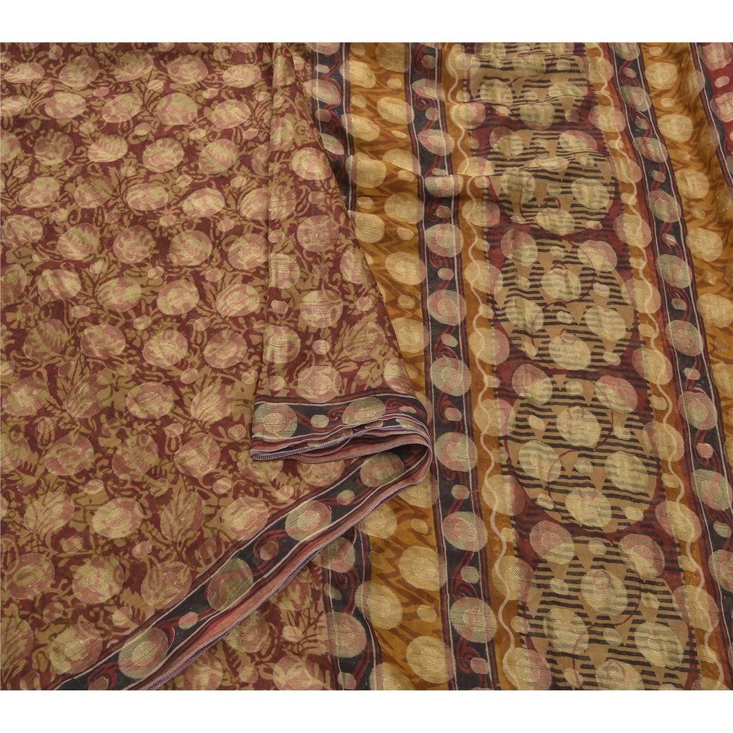 Sanskriti Vintage Dark Red Sarees Pure Georgette Silk Woven Craft Fabric Sari