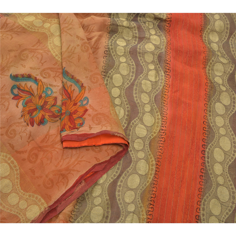 Sanskriti Vintage Sarees 100% Pure Georgette Silk Woven Sustainable Fabric Bollywood Sari