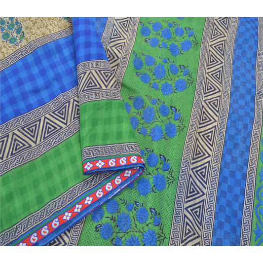 Sanskriti Vintage Sarees Art Silk Printed Craft Sustainable Fabric Premium Sari Blouse PC