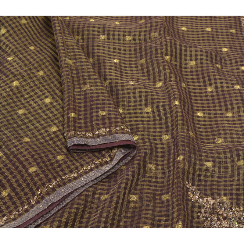 Sanskriti Vintage Lilla Sarees Kunstsilke Håndperlevævet Bæredygtigt Stof Premium Sari