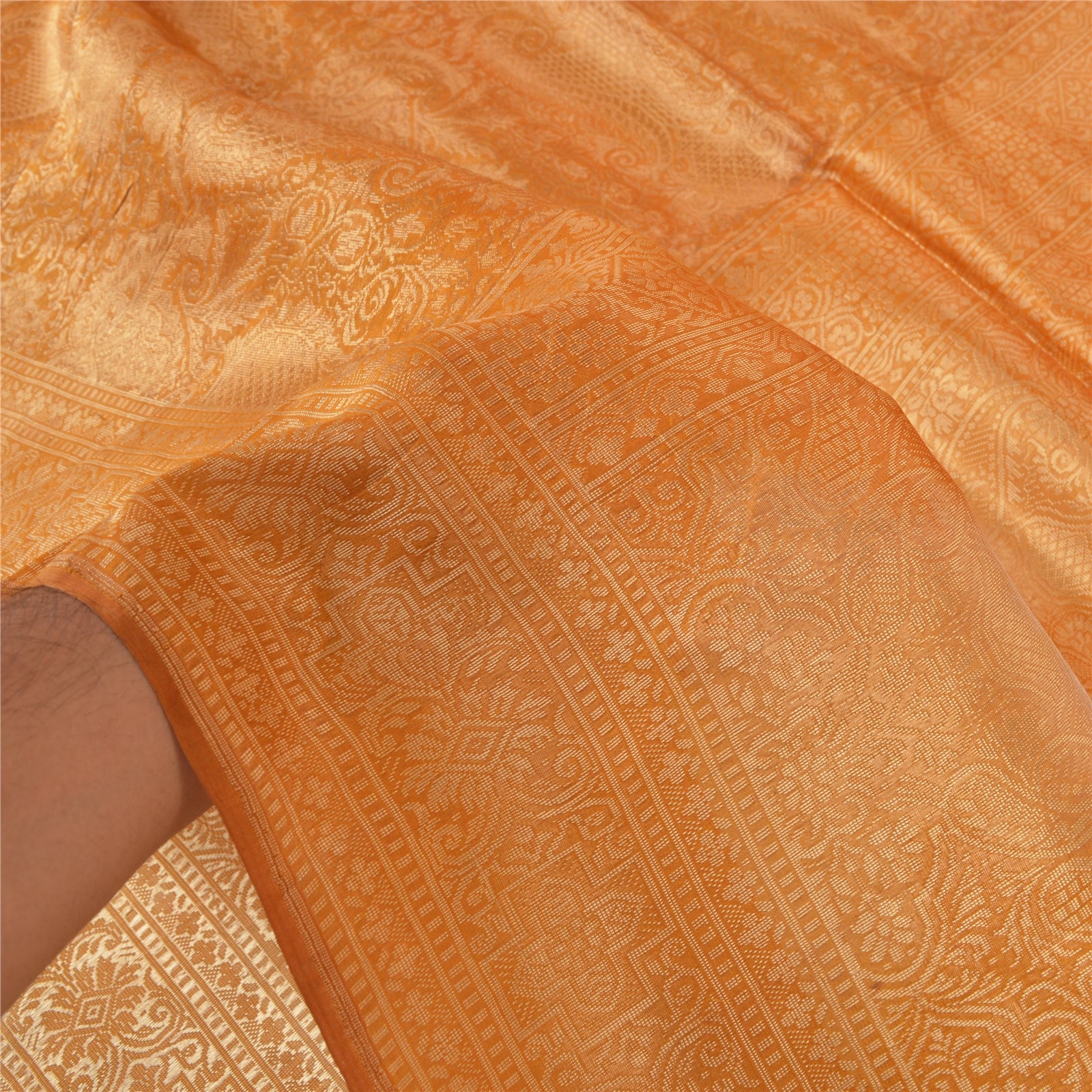 Сари из смеси шелка и шафрана в винтажном стиле для санскрити, тканые сари из искусственного меха, 5 ярдов, премиальная устойчивая ткань