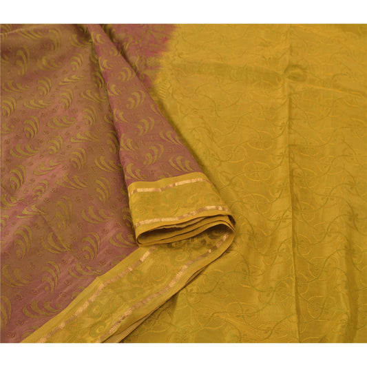 Sanskriti Vintage Green Indian Sari 100% Pure Silk Sarees Premium Craft Sustainable Fabric