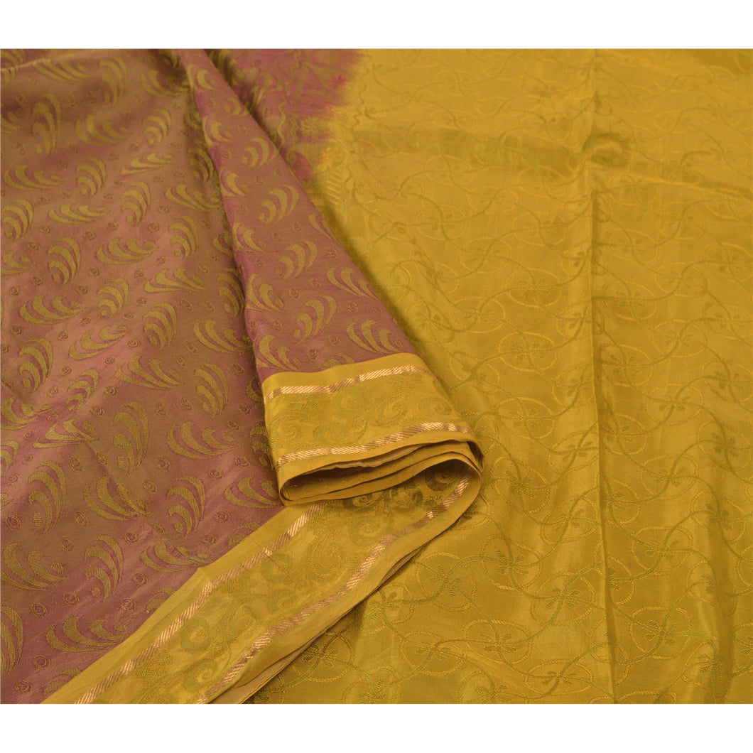 Sanskriti Vintage Green Indian Sari 100% Pure Silk Sarees Premium Craft Fabric