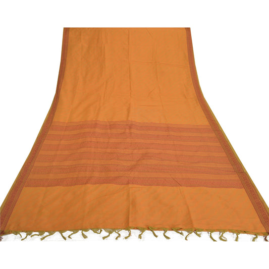 Sanskriti Vintage Mustard Sarees Blend Cotton Sari Woven Premium Craft Sustainable Fabric