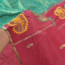 Load image into Gallery viewer, Sanskriti Vintage Dark Red Indian Sari Blend Cotton Woven Craft Sarees Fabric
