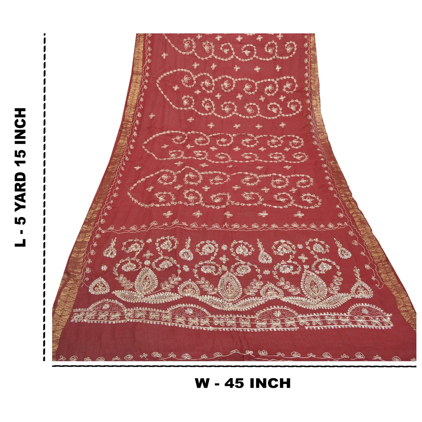 Sanskriti Vintage Dark Red Sarees Blend Georgette Handmade Sari Premium Sustainable Fabric