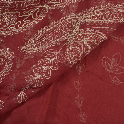 Sanskriti Vintage Dark Red Sarees Blend Georgette Handmade Sari Premium Sustainable Fabric