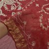 Sanskriti Vintage Dark Red Sarees Blend Georgette Handmade Sari Premium Sustainable Fabric