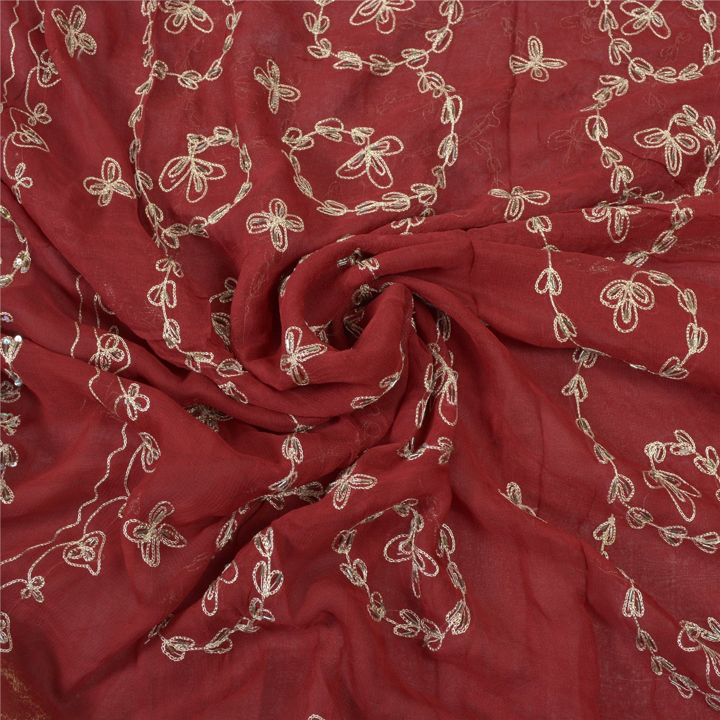 Sanskriti Vintage Dark Red Sarees Blend Georgette Handmade Sari Premium Sustainable Fabric
