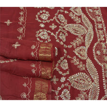 Load image into Gallery viewer, Sanskriti Vintage Dark Red Sarees Blend Georgette Handmade Sari Premium Fabric
