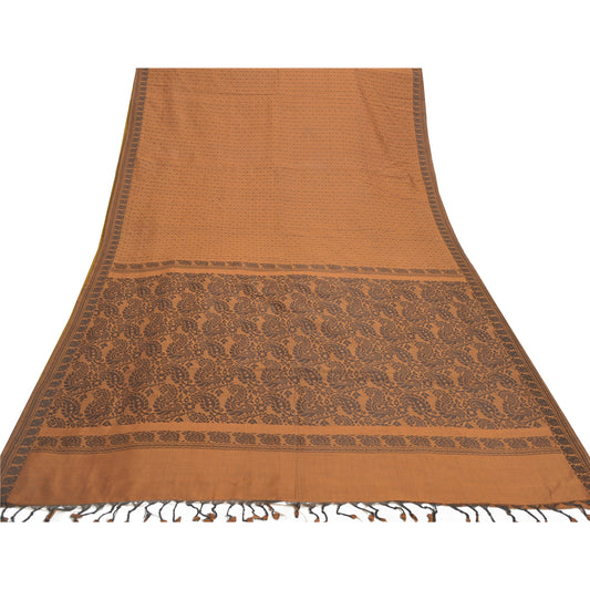 Sanskriti Vintage Brown Indian Sari Blend Silk Woven Sarees Craft Premium Sustainable Fabric