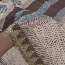 Load image into Gallery viewer, Sanskriti Vintage Cream Sarees Pure Cotton Block Print Kalamkari Sari Fabric
