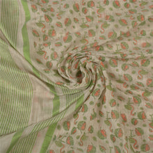 Load image into Gallery viewer, Sanskriti Vintage Cream Indian Sari Cotton Printed &amp; Woven Sarees Craft Fabric
