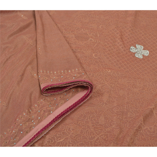 Sanskriti Vintage Brown Sarees Art Silk Hand Beaded Woven Premium Sari Sustainable Fabric