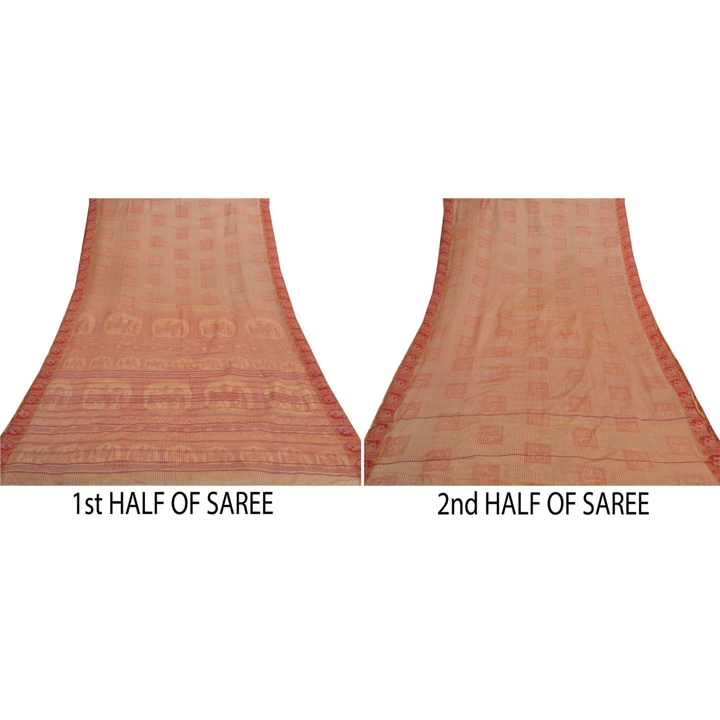 Sanskriti Vintage Cream Sarees Pure Cotton Woven Baluchari Human Sari Sustainable Fabric