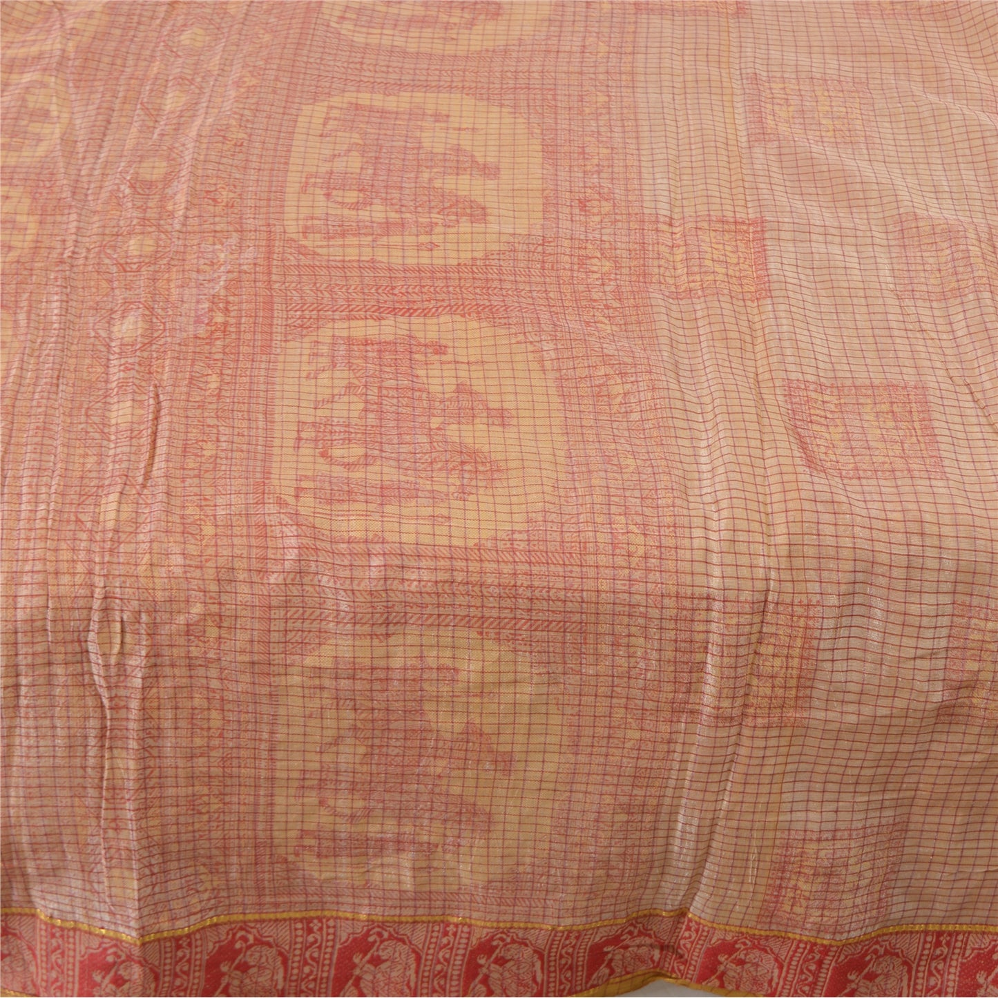 Sanskriti Vintage Cream Sarees Pure Cotton Woven Baluchari Human Sari Sustainable Fabric