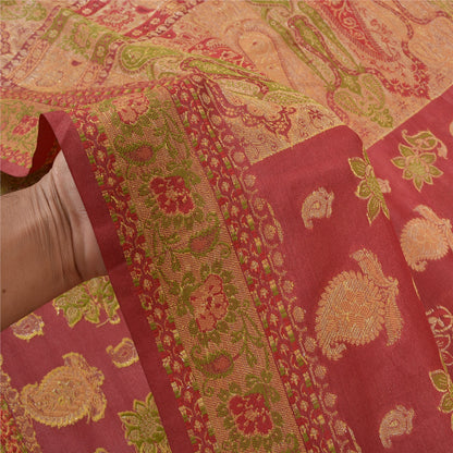 Санскритское винтажное красное индийское сари из чистого шелка, тканое премиальное сари из экологически чистой ткани