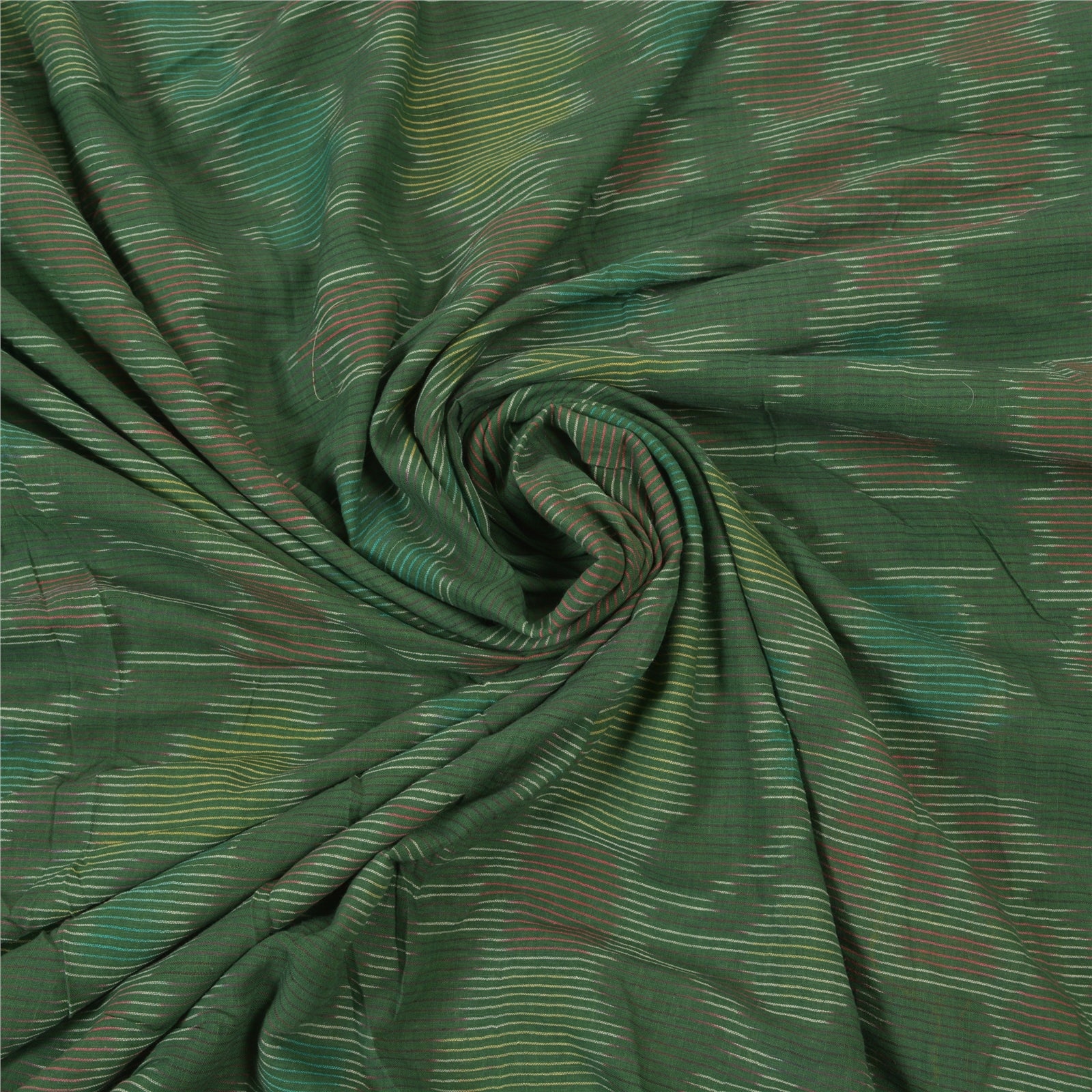 Sanskriti Vintage Grøn Sambalpuri Ikat Sarees Håndvævet Ren Bomuld Sari Bæredygtigt stof