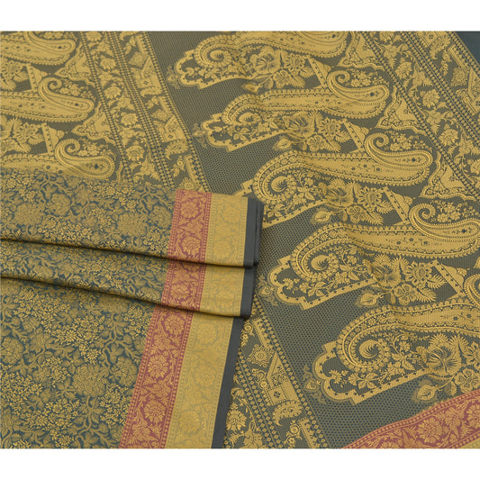 Sanskriti Vintage Green Sarees Art Silk Handwoven Tanchoi Sari Premium Sustainable Fabric