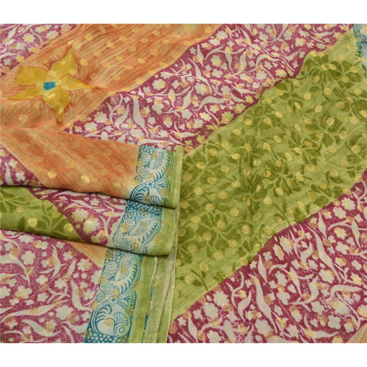 Sanskriti Vintage Sarees Blend Georgette Premium Woven & Printed Sari Sustainable Fabric