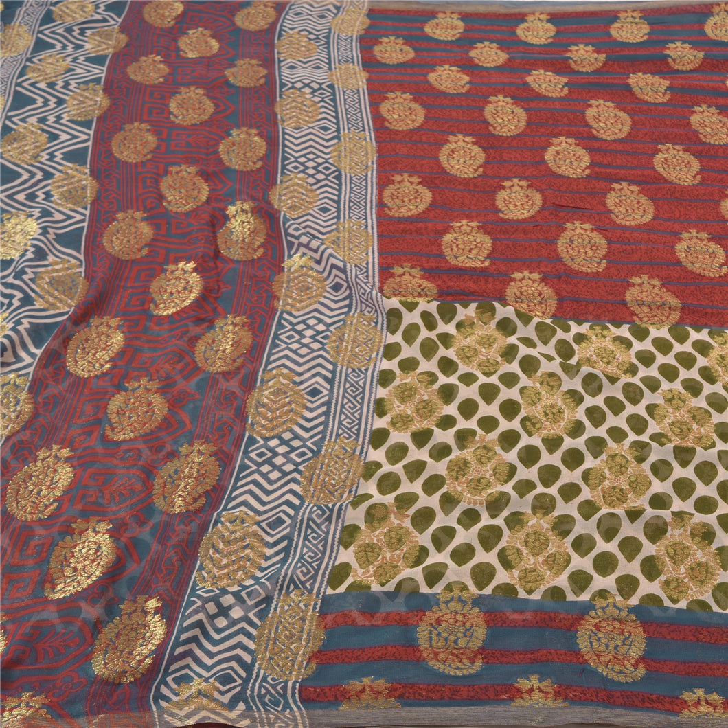 Sanskriti Vintage Bollywood Sarees Blend Georgette Woven/Print Work Sari Fabric