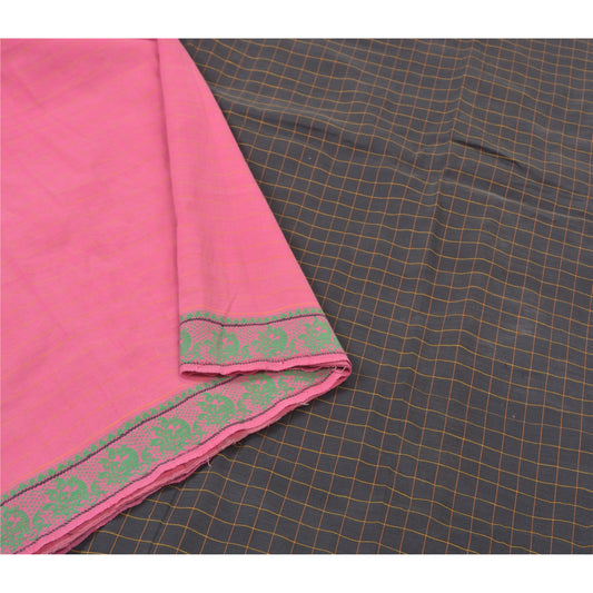 Sanskriti Vintage Pink Sarees Blend Cotton Woven Chettinad/Kandangi Sari Sustainable Fabric