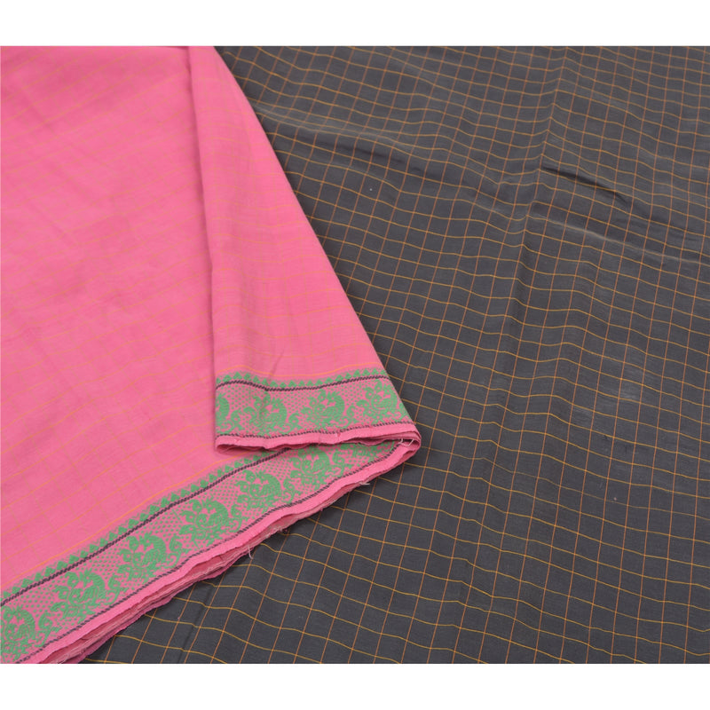 Sanskriti Vintage Sari Blend Cotton Pink Saree Woven Chettinad/Kandangi Fabric Tamilnadu Of India  Heritage Textile Craft Supplies