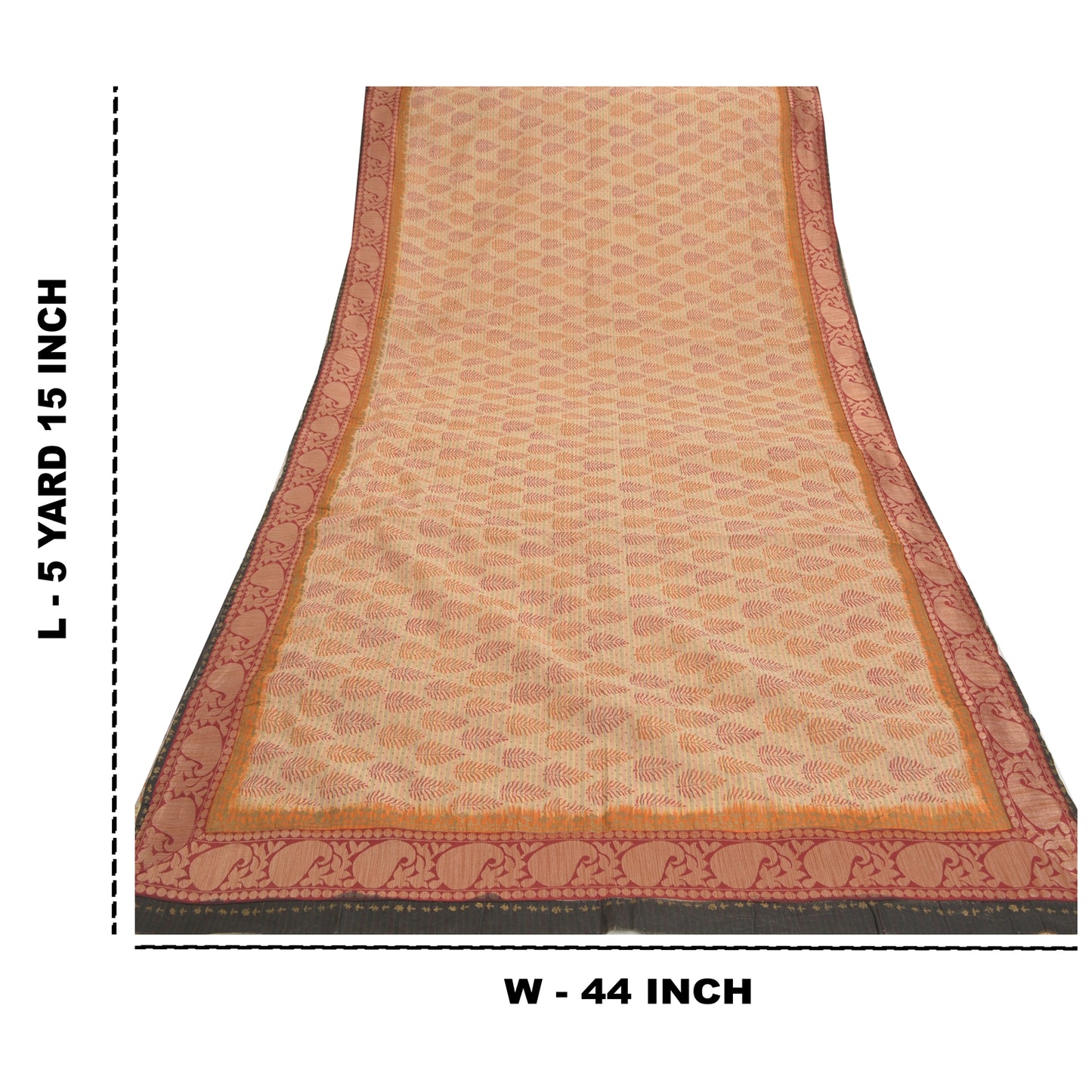 Sanskriti Vintage Cream Sarees Pure Cotton Block Print Premium Craft Sari Sustainable Fabric