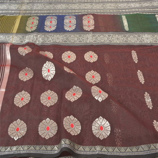 Sanskriti Vintage Sarees Blend Cotton Hand Woven Indian Sari 5 Yard Sustainable Fabric