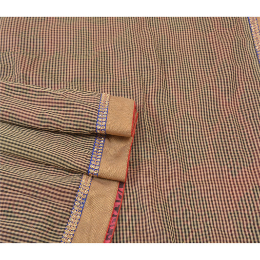 Sanskriti Vintage Pink Sarees Blend Georgette Embroidered Woven Sari Sustainable Fabric