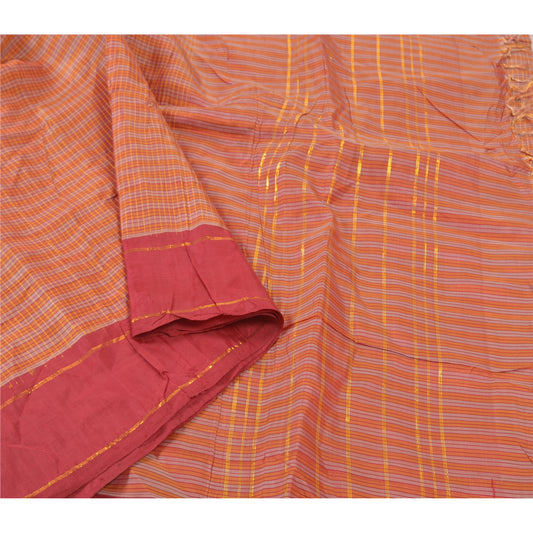 Sanskriti Vintage Orange Sarees Blend Silk Woven Chettinad/Kandangi Sari Sustainable Fabric