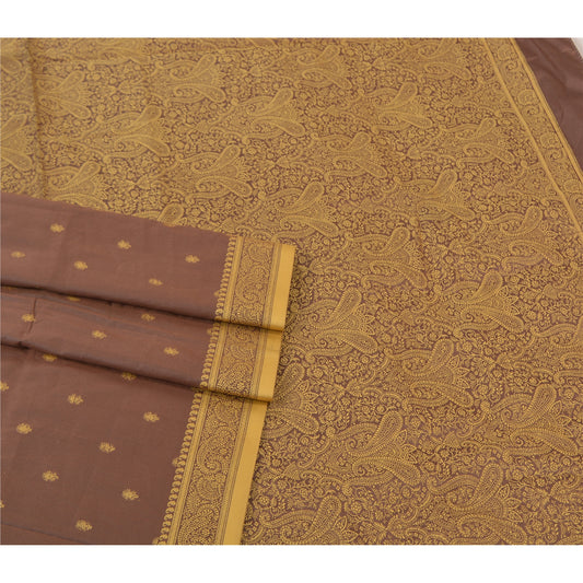 Sanskriti Vintage Sarees Art Silk Tanchoi Jamawar Sari Sustainable Fabric Blouse Piece