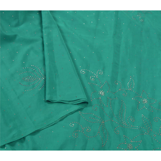 Sanskriti Vintage Green Sarees Art Silk Handmade Mukesh Work Premium Sari Sustainable Fabric