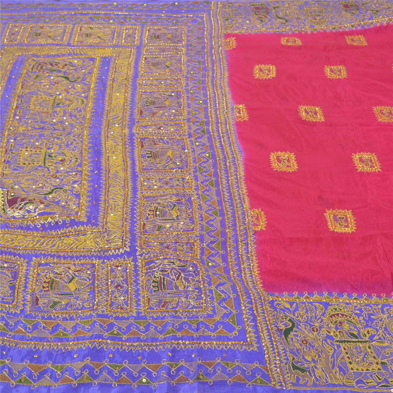 Sanskriti Vintage Purple Sarees Art Silk Woven Premium Human Sari Zari Sustainable Fabric