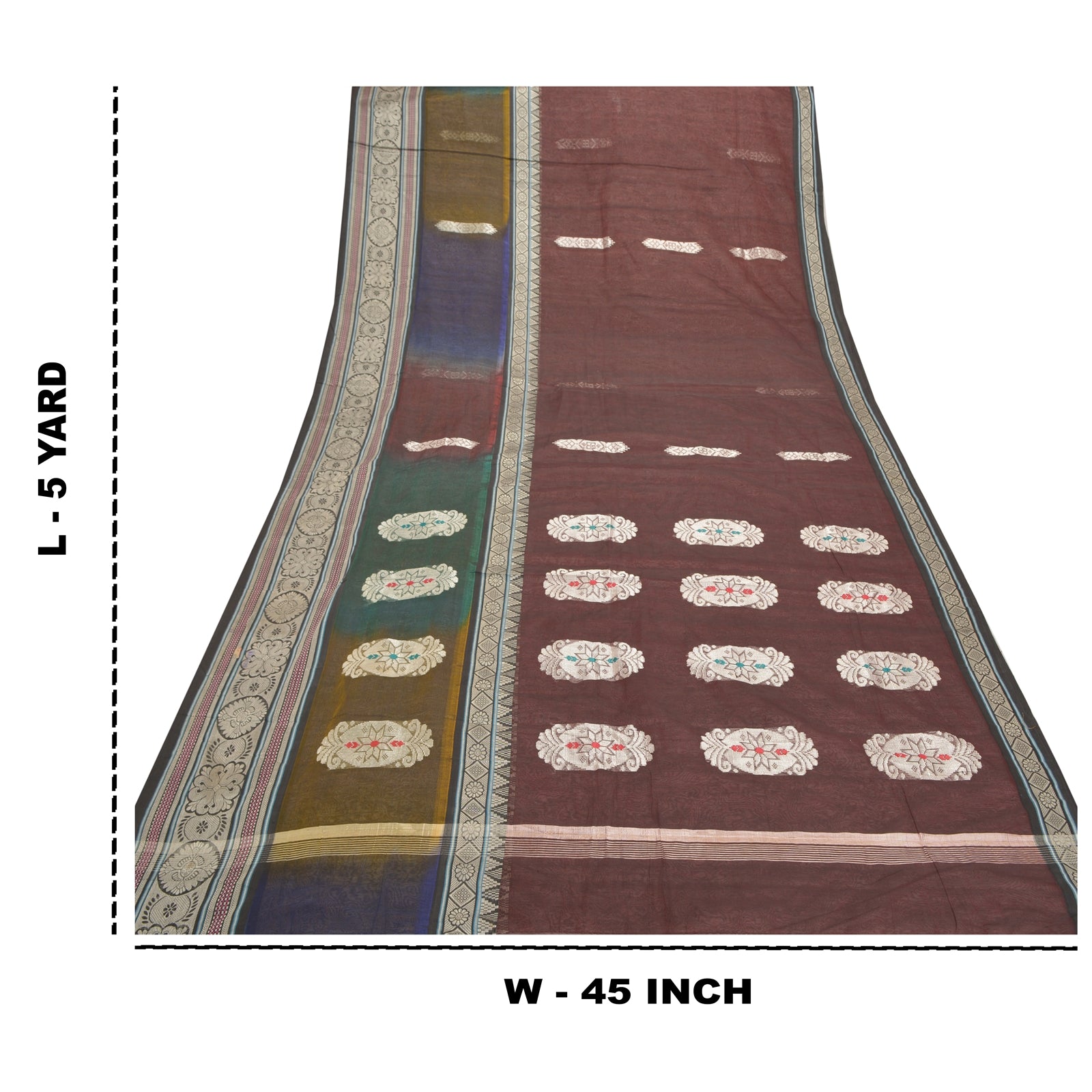 Sanskriti Vintage Dark Red Sarees Blend Silk Handwoven Sari Premium 5 Yd Sustainable Fabric