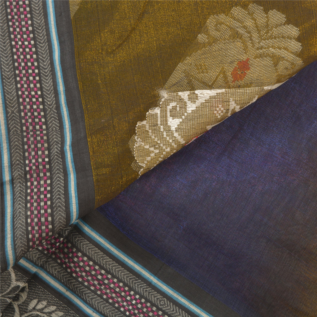 Sanskriti Vintage Dark Red Sarees Blend Silk Handwoven Sari Premium 5 Yd Sustainable Fabric