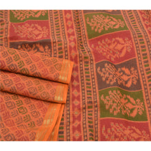 Load image into Gallery viewer, Sanskriti Vintage Saffron Sarees Pure Cotton Sari Printed Craft 5  Yard Fabric
