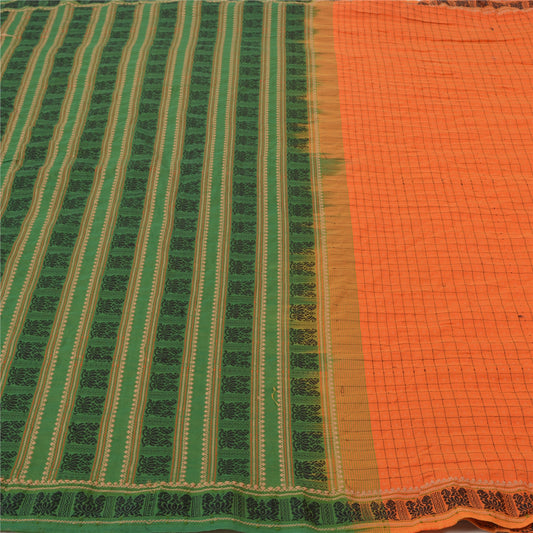 Sanskriti Vintage Green Sarees Pure Cotton Woven Chettinad/Kandangi Sari Sustainable Fabric
