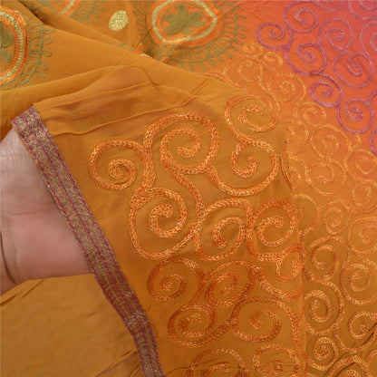 Sanskriti Vintage Pink Sarees Blend Georgette Handmade Zari Work Sari Sustainable Fabric