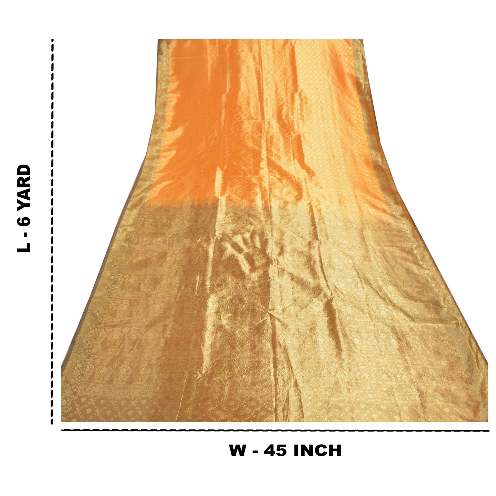 Sanskriti Vintage Saffron Sarees Art Silk Woven Kanjivaram Sari Zari Sustainable Fabric