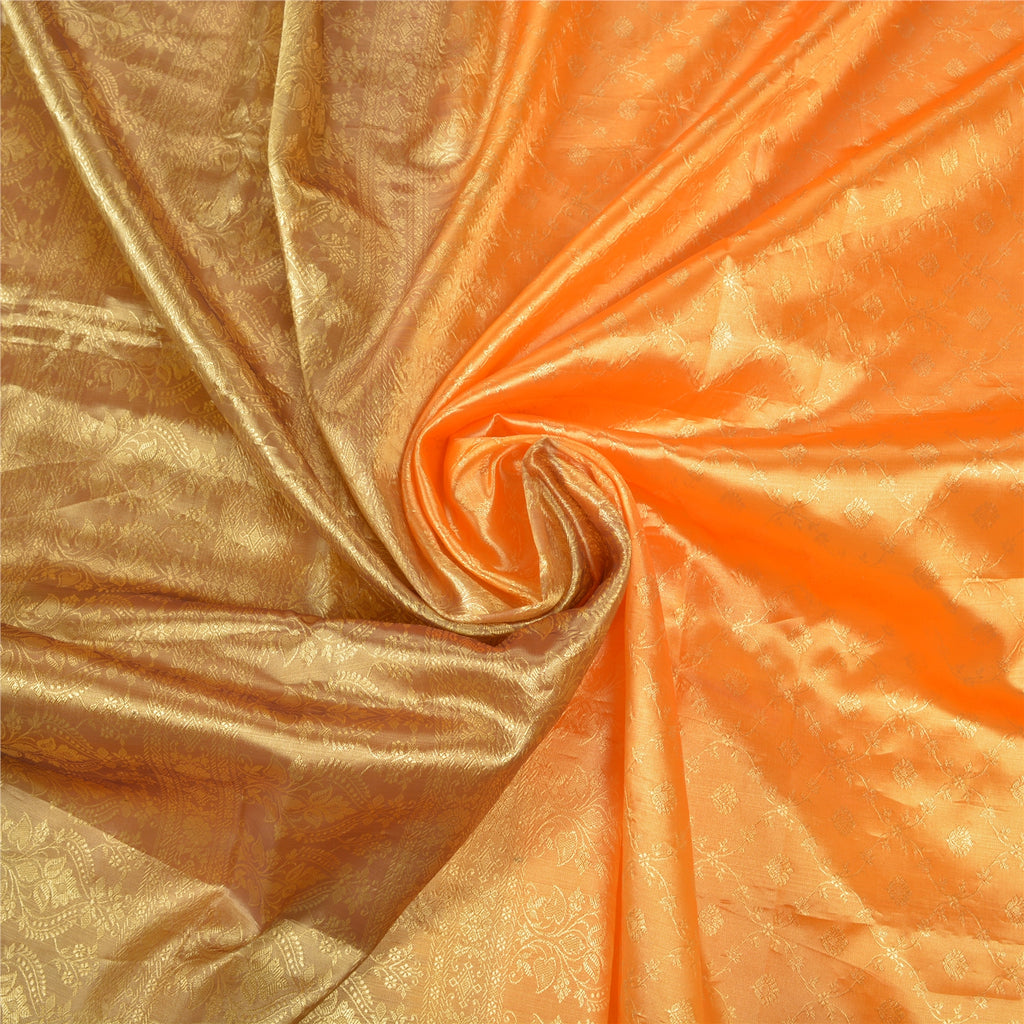 Sanskriti Vintage Saffron Sarees Art Silk Woven Kanjivaram Sari Zari Sustainable Fabric