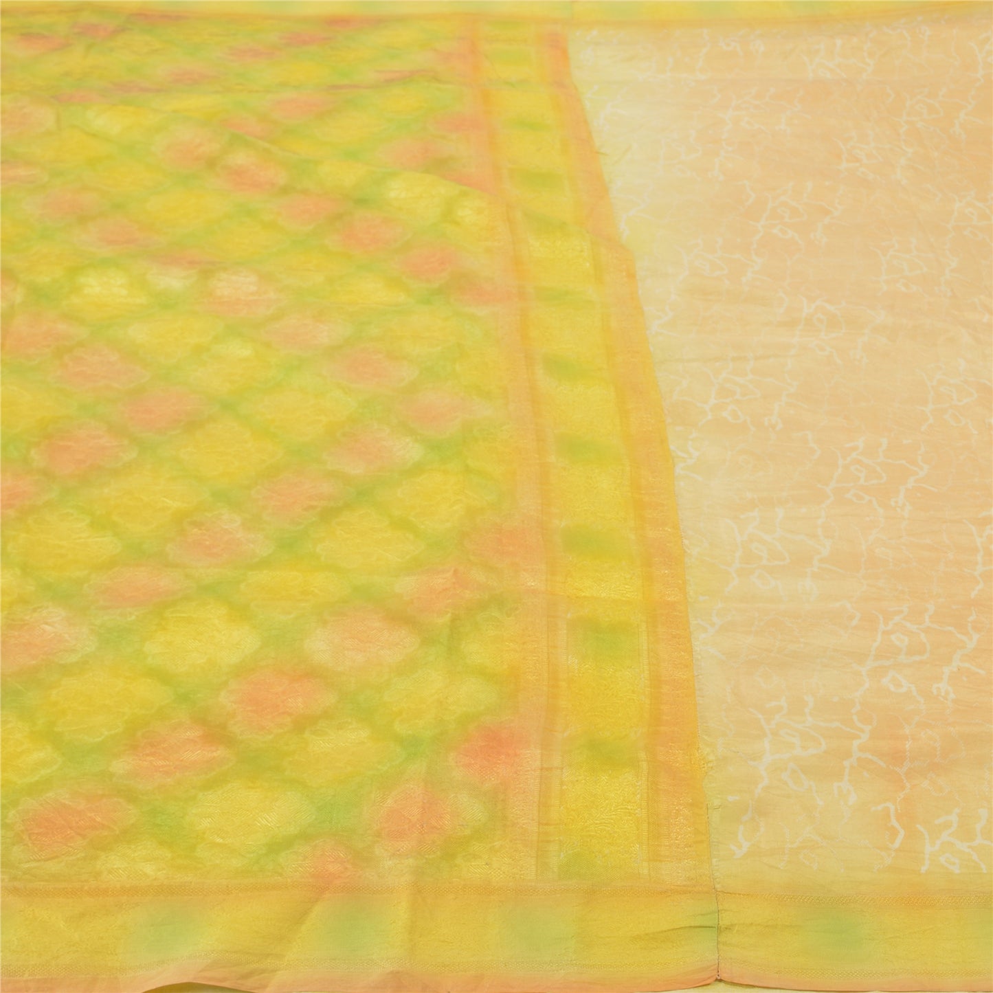 Sanskriti Vintage Peach Indian Sarees Pure Silk Woven Sari 5 Yard Craft Sustainable Fabric