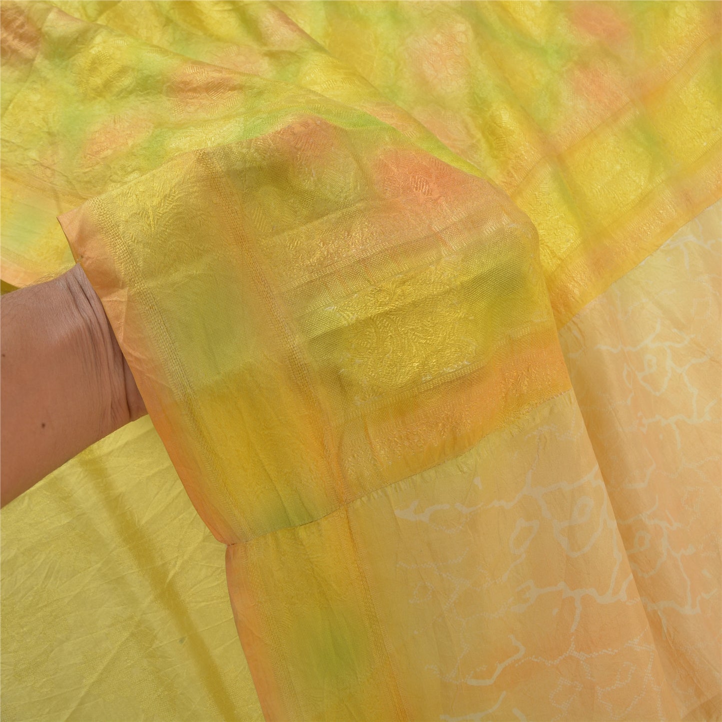 Sanskriti Vintage Peach Indian Sarees Pure Silk Woven Sari 5 Yard Craft Sustainable Fabric