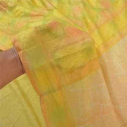 Sanskriti Vintage Peach Indian Sarees Pure Silk Woven Sari 5 Yard Craft Sustainable Fabric