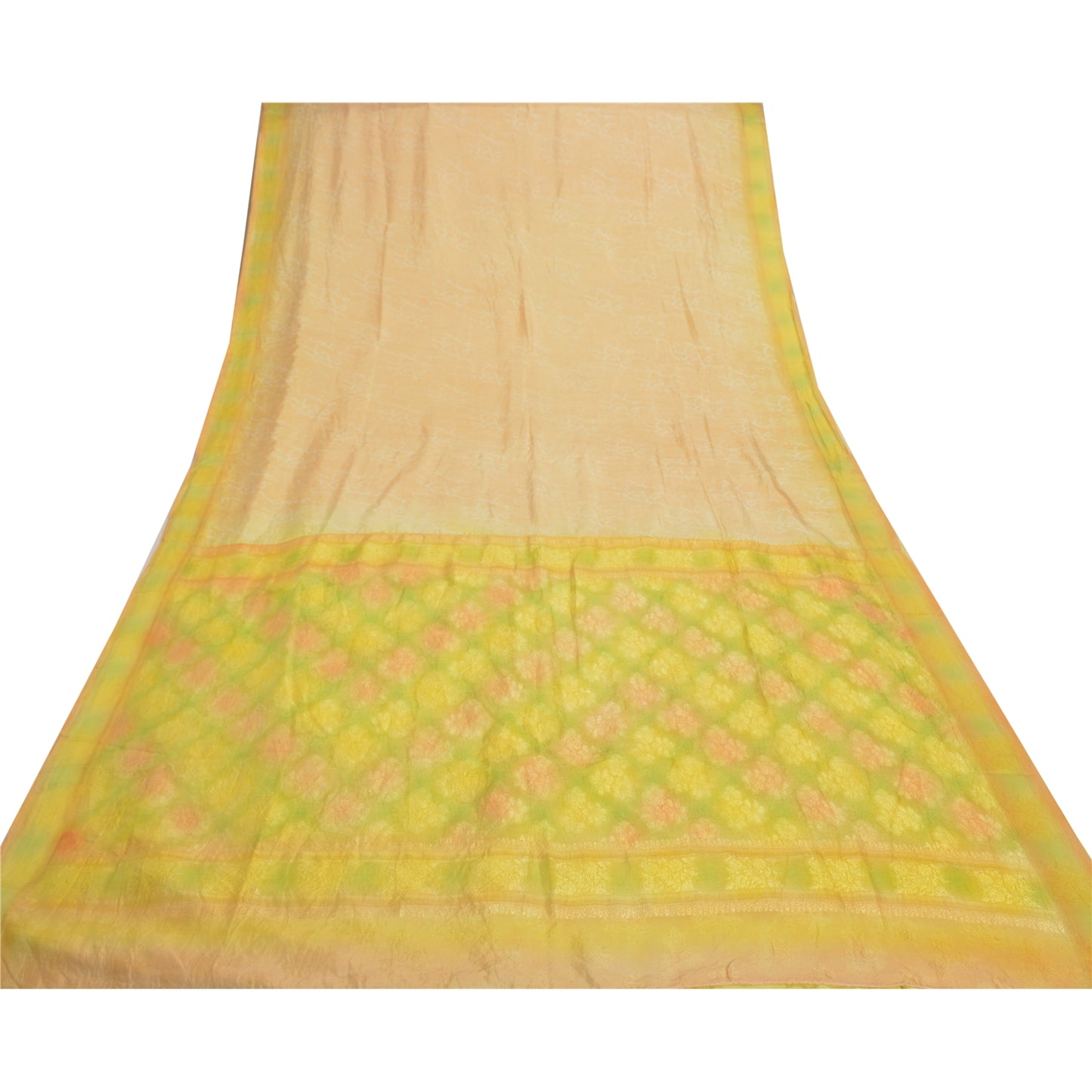 Sanskriti Vintage Peach Indian Sarees Pure Silk Woven Sari 5 Yard Craft Sustainable Fabric