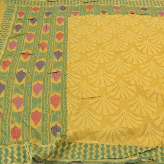 Sanskriti Vintage Yellow Sarees 100% Pure Silk Hand-Woven Sustainable Fabric Premium Sari