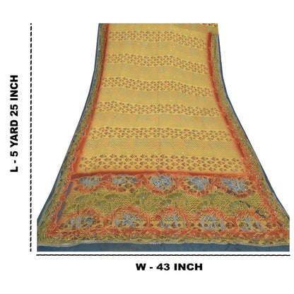 Sanskriti Vintage Saree Pure Silk Craft Sustainable Fabric Hand Embroidery Kantha Sari