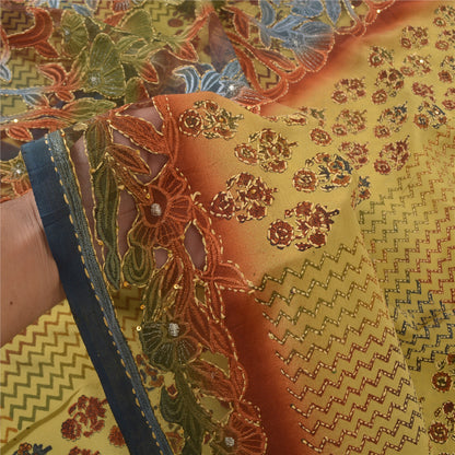 Sanskriti Vintage Saree Pure Silk Craft Sustainable Fabric Hand Embroidery Kantha Sari