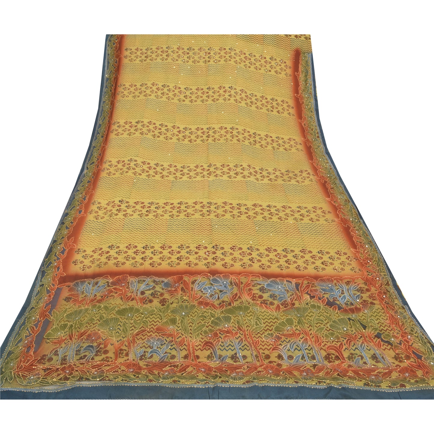 Sanskriti Vintage Saree Pure Silk Craft Sustainable Fabric Hand Embroidery Kantha Sari